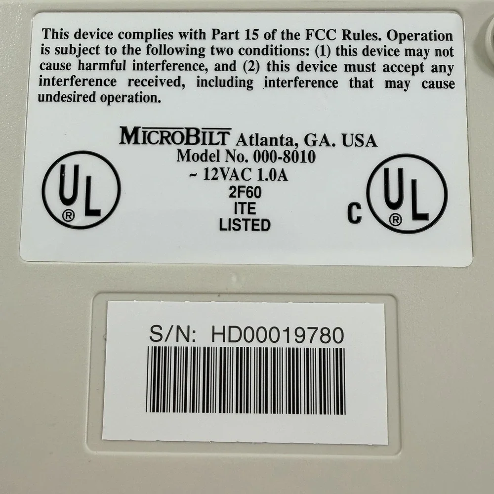 MicroBilt Model 000-8010 Magnetic Strip Credit Card Reader W/ Power Supply
